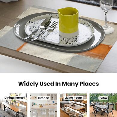 Modern Art Placemats Set of 4, Washable Linen Abstract Table Mats