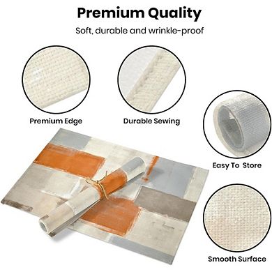 Modern Art Placemats Set of 4, Washable Linen Abstract Table Mats