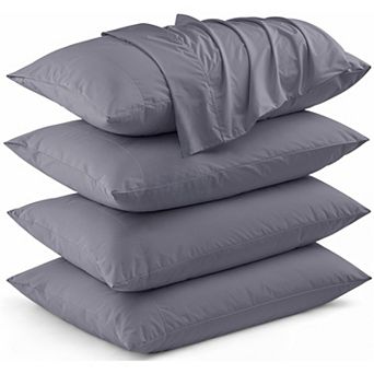 King Pillow Cases - 4 Pack - Envelope Closure - Soft Brushed Microfiber Fabric - Shrinkage