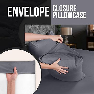 King Pillow Cases - 4 Pack - Envelope Closure - Soft Brushed Microfiber Fabric - Shrinkage