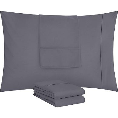 King Pillow Cases - 4 Pack - Envelope Closure - Soft Brushed Microfiber Fabric - Shrinkage