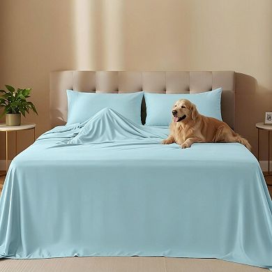 Queen Size Sheet Set 4 Piece Bed Sheets, Soft and Breathable Microfiber, Includes 1 Fitted Sheet