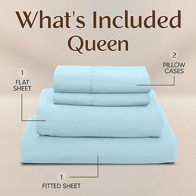 Queen Size Sheet Set 4 Piece Bed Sheets, Soft and Breathable Microfiber, Includes 1 Fitted Sheet