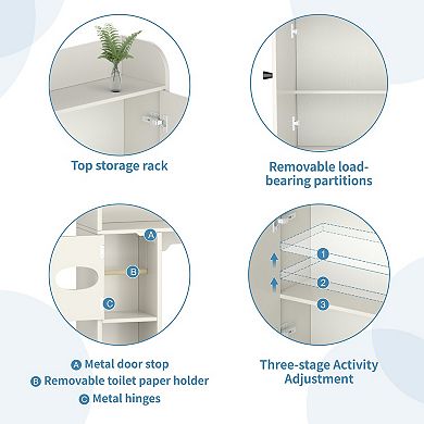 Opoiar Over-The-Toilet Cabinet 32.3"W x 70"H, Barn Door Bathroom Organizer