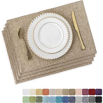 Linen Placemats Set, Heat-Resistant Table Mats for Dining and Kitchen