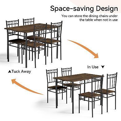 Opoiar 5-Piece Dining Table Set for 4, Rectangular Kitchen Dinette for Small Apartment