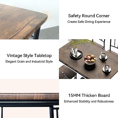Opoiar 5-Piece Dining Table Set for 4, Rectangular Kitchen Dinette for Small Apartment