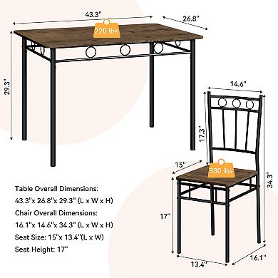Opoiar 5-Piece Dining Table Set for 4, Rectangular Kitchen Dinette for Small Apartment