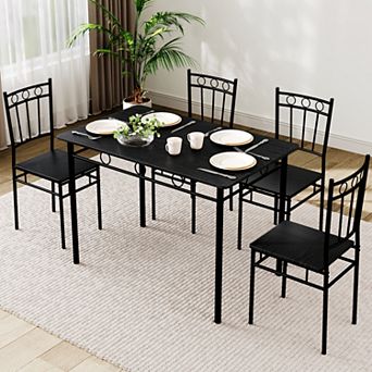 Opoiar 5 pc Dining Table Set for 4, Rectangular Kitchen Dinette for Small Apartment