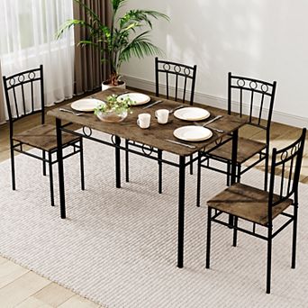 Opoiar 5 pc Dining Table Set for 4, Rectangular Kitchen Dinette for Small Apartment