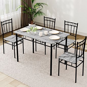 Opoiar 5 pc Dining Table Set for 4, Rectangular Kitchen Dinette for Small Apartment