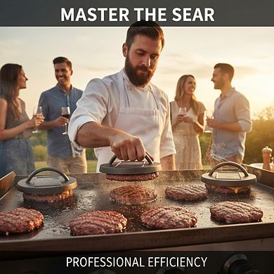 Pre-Seasoned 6.25" Cast Iron Press, Restaurant-Quality Sear for Stove or Grill