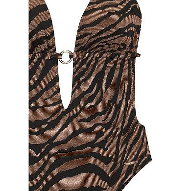 Lascana Women's O-Ring Zebra Print One Piece