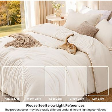 Prewashed Lightweight Comforter Set, Soft Breathable All-Season Bedding with Pillowcases
