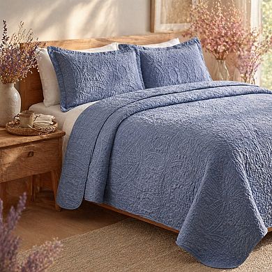 Soft Lightweight Bedspread Quilt Set 3 Pieces Durable All Season Coverlet with Pillow Shams