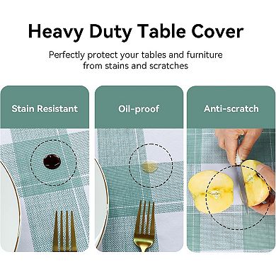 Square Plastic Tablecloth,Waterproof Oil-Proof Checkered PVC Table Cloth, 54 x 54 Inch
