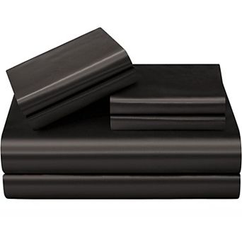 6 pc Queen Satin Sheets Set, 1 Deep Pocket Fitted Sheet + 1 Flat Sheet + 4 Pillow Cases