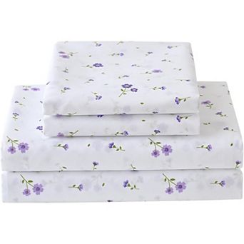 Floral Queen Sheet Set Flower Bed Sheets Printed-4 pc Microfiber Patterned Fitted Sheets with 15"