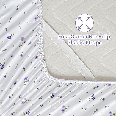 Floral Queen Sheet Set Flower Bed Sheets Printed-4 Piece Microfiber Patterned Fitted Sheets with 15"