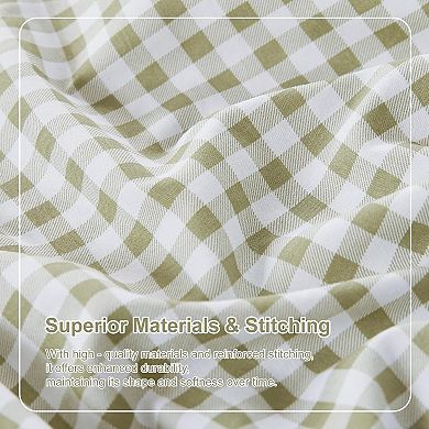 Gingham Queen Sheet Set, Super Soft Brushed Microfiber Plaid Bed Sheets with 16" Deep Pocket