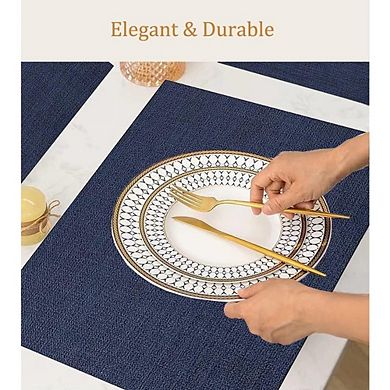 Linen Look Woven Placemats Set of 4, Water & Heat Resistant, Washable