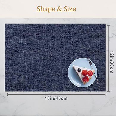 Linen Look Woven Placemats Set of 4, Water & Heat Resistant, Washable