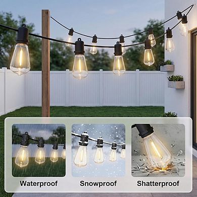 Outdoor LED String Lights, Waterproof Dimmable Shatterproof Edison Patio Lights