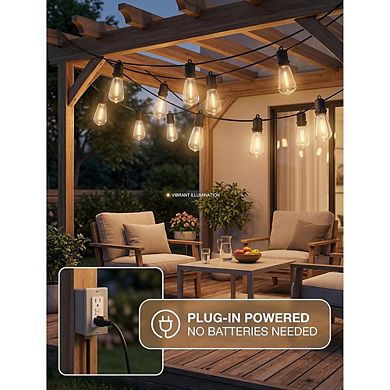 Outdoor LED String Lights, Waterproof Dimmable Shatterproof Edison Patio Lights