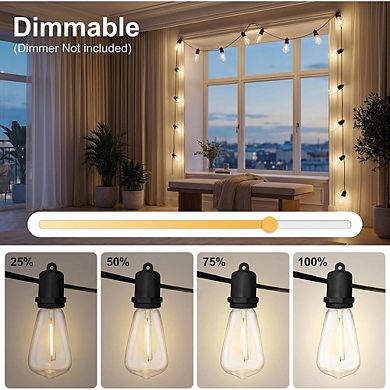 Outdoor LED String Lights, Waterproof Dimmable Shatterproof Edison Patio Lights