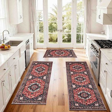 BOGASYL 3 Piece Vintage Kitchen Rug Set