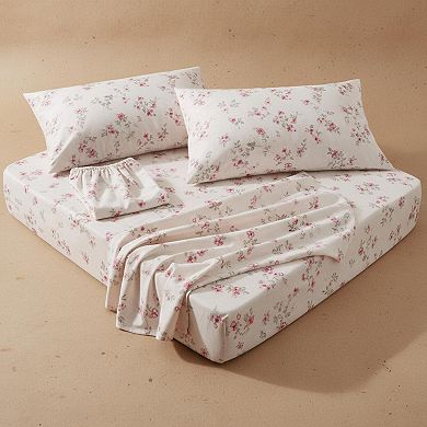 4-piece Ultra Soft Microfiber Bed Sheets Set Wrinkle Free Deep Pockets Lightweight Floral Rose
