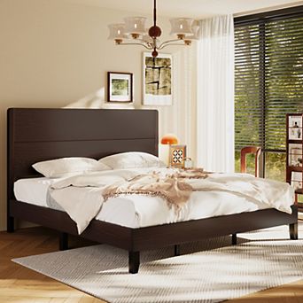 Opoiar Platform Bed Frame 50" Headboard, Solid Wood Slats, Noise-Free, No Box Spring