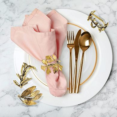 8 Vintage Herbal Napkin Rings with Metal Leaf Holder Table Decorations