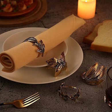 8 Vintage Herbal Napkin Rings with Metal Leaf Holder Table Decorations