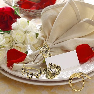 8 Vintage Herbal Napkin Rings with Metal Leaf Holder Table Decorations
