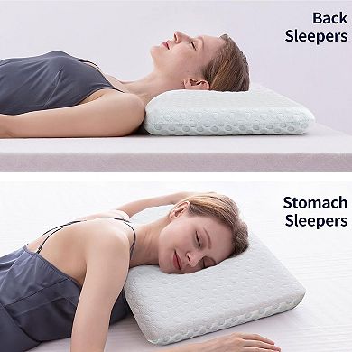 Opoiar 3.25" Ultra Thin Memory Foam Pillow, Cooling Gel Neck Pillow for Side Back Sleepers