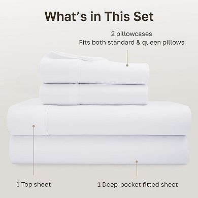 Cotton Sheets Queen Size Bed Set - Soft 400 Thread Count Sateen,Deep Pockets with All Around Elastic