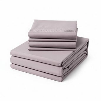 Queen Size 6 pc Microfiber Sheet Set Deep Pocket Fade Resistant Embroidered Bedding