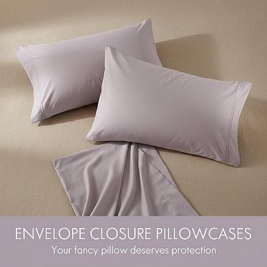 Queen Size 6-Piece Microfiber Sheet Set Deep Pocket Fade Resistant Embroidered Bedding