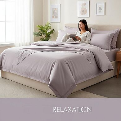 Queen Size 6-Piece Microfiber Sheet Set Deep Pocket Fade Resistant Embroidered Bedding