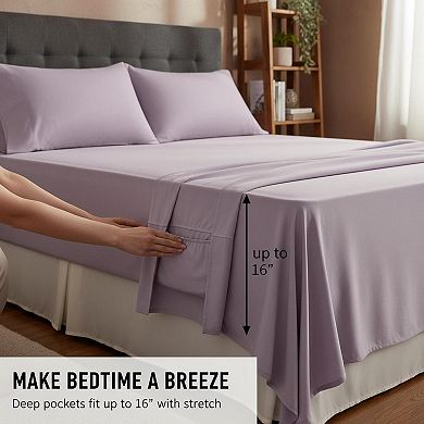 Queen Size 6-Piece Microfiber Sheet Set Deep Pocket Fade Resistant Embroidered Bedding