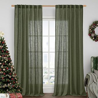 Linen Light Filtering Curtains, Back Tab & Rod Pocket Drapes