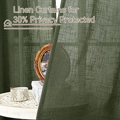 Linen Light Filtering Curtains, Back Tab & Rod Pocket Drapes