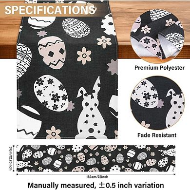 Black Easter Table Runner with Bunny Egg Spring Holiday Decor