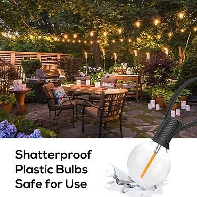 Outdoor LED String Lights, Waterproof Dimmable Shatterproof Globe Patio Lights, E12 Socket