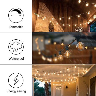 Outdoor LED String Lights, Waterproof Dimmable Shatterproof Globe Patio Lights, E12 Socket