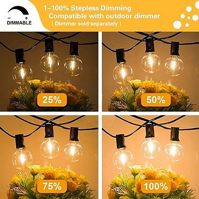 Outdoor LED String Lights, Waterproof Dimmable Shatterproof Globe Patio Lights, E12 Socket