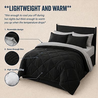 7-Piece Comforter Set Reversible Microfiber All Season Bedding