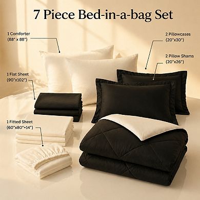 7-Piece Comforter Set Reversible Microfiber All Season Bedding