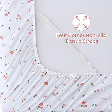 Floral Queen Sheet Set Flower Bed Sheets Queen Size - 4 Piece Microfiber Patterned Fitted Bed Sheets